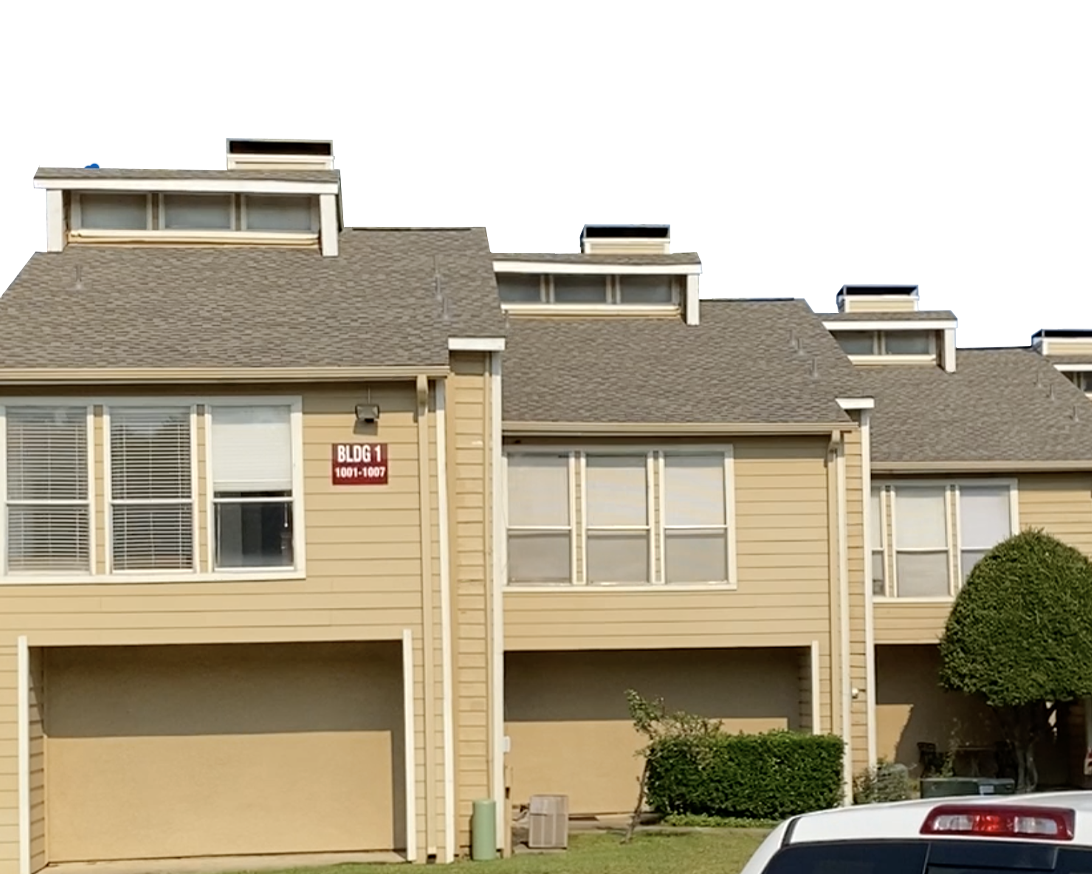 A multi-family apartment complex with a new roof from Stonewater Roofing.